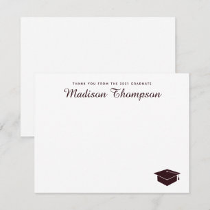 Chic Formal Burgundy Script Graduation Cap Card