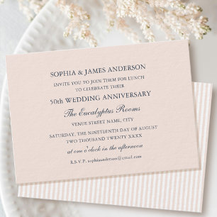 Chic Formal Wedding Anniversary 50th Pink Lunch Invitation