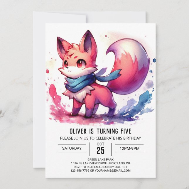 Chic Fox Birthday  Invitation (Front)