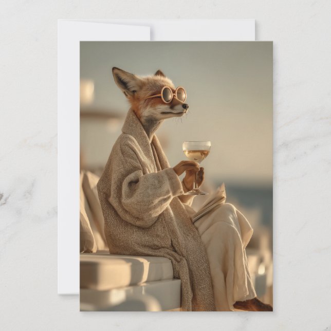 Chic Fox Relaxing in Style Invitation (Front)