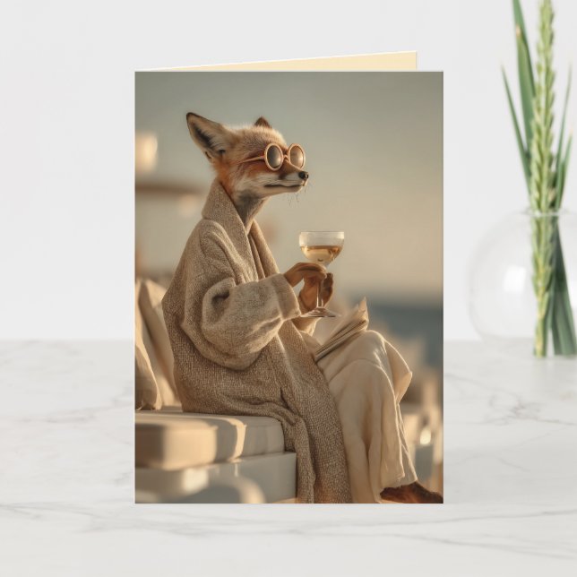 Chic Fox Relaxing in Style Invitation (Front)