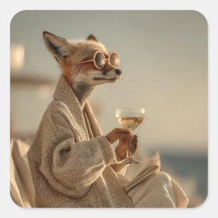 Chic Fox Relaxing in Style Square Sticker