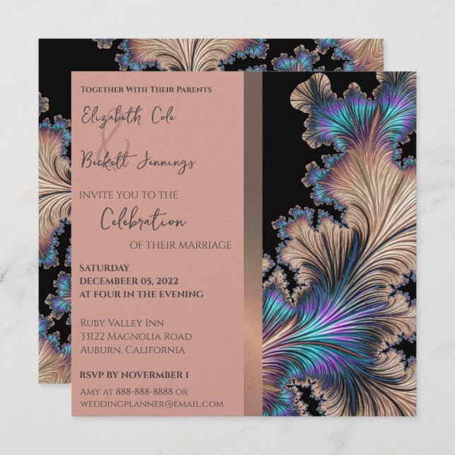 Chic Fractal Wedding Invitation (Front/Back)