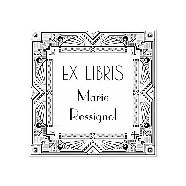 Chic French Art Deco Type Personal Name Ex Libris Rubber Stamp (Imprint)