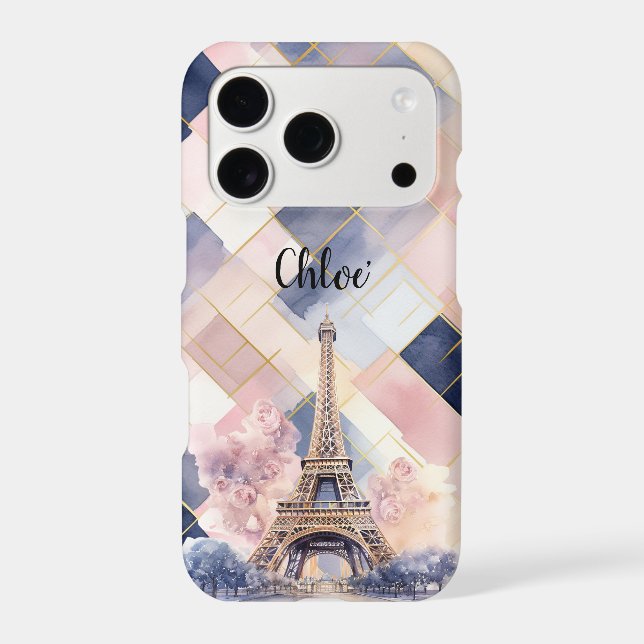 Chic French Blue Pink Eiffel Tower Paris (Back)