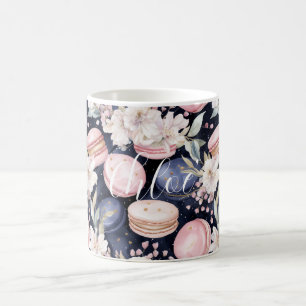 Chic French Blue Pink Macaroons Coffee Mug