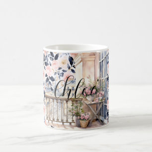 Chic French Blue Pink Paris  Coffee Mug