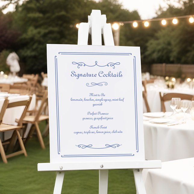 Chic French Blue Wedding Signature Cocktail Sign (Creator Uploaded)