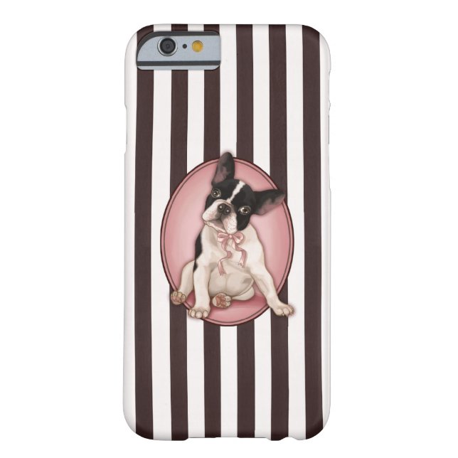 Chic french bulldog and classic stripes Case-Mate iPhone case (Back)