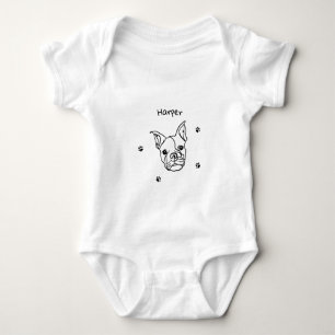Chic French Bulldog Line Art: Edit Your Text Baby Bodysuit
