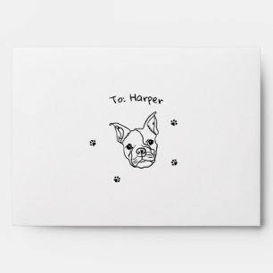 Chic French Bulldog Line Art: Edit Your Text Envelope