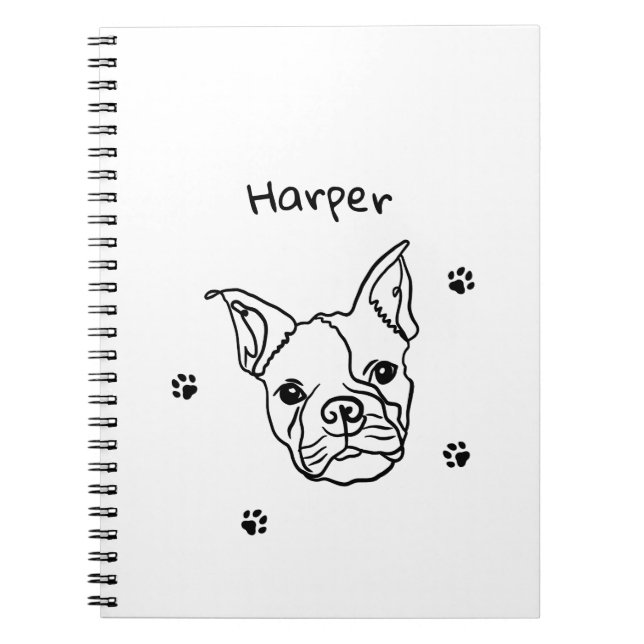 Chic French Bulldog Line Art: Edit Your Text Notebook (Front)