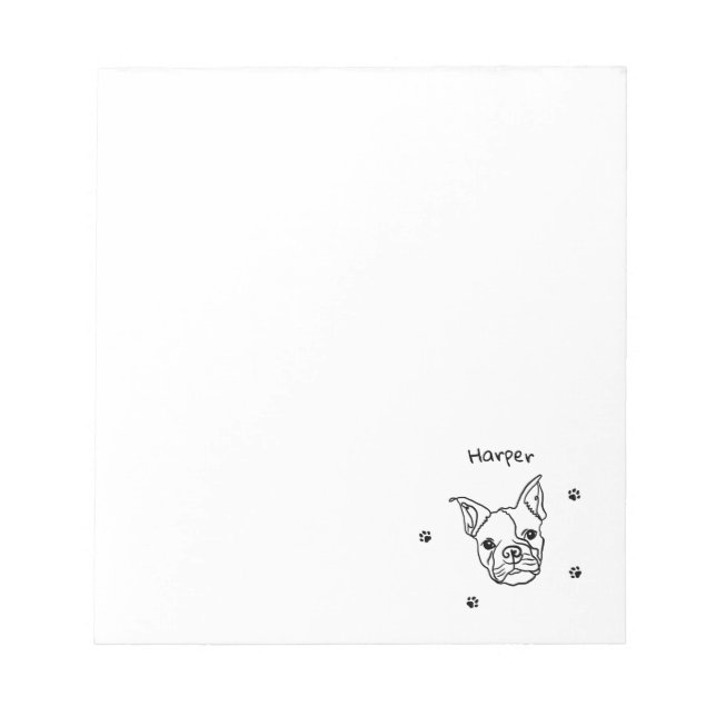 Chic French Bulldog Line Art: Edit Your Text Notepad (Front)