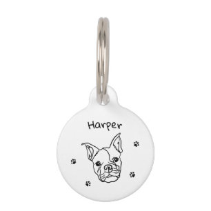 Chic French Bulldog Line Art: Edit Your Text Pet Tag