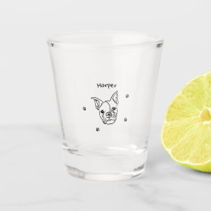 Chic French Bulldog Line Art: Edit Your Text Shot Glass