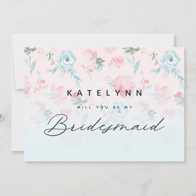 Chic French Garden Floral Bridesmaid Proposal Card (Front)