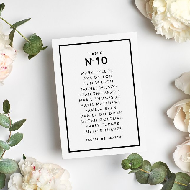 Chic French Monochrome Minimal Wedding Table Number (Creator Uploaded)