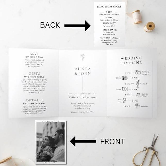 Chic french photo all in one wedding invitation  (Creator Uploaded)