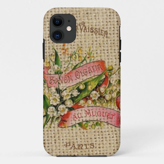 Chic french scripts victorian floral wreath Paris Case-Mate iPhone Case (Back)