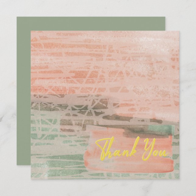 Chic Frozen Pink Green Elegant Yellow Text Thank You Card (Front/Back)