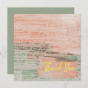 Chic Frozen Pink Green Elegant Yellow Text Thank You Card