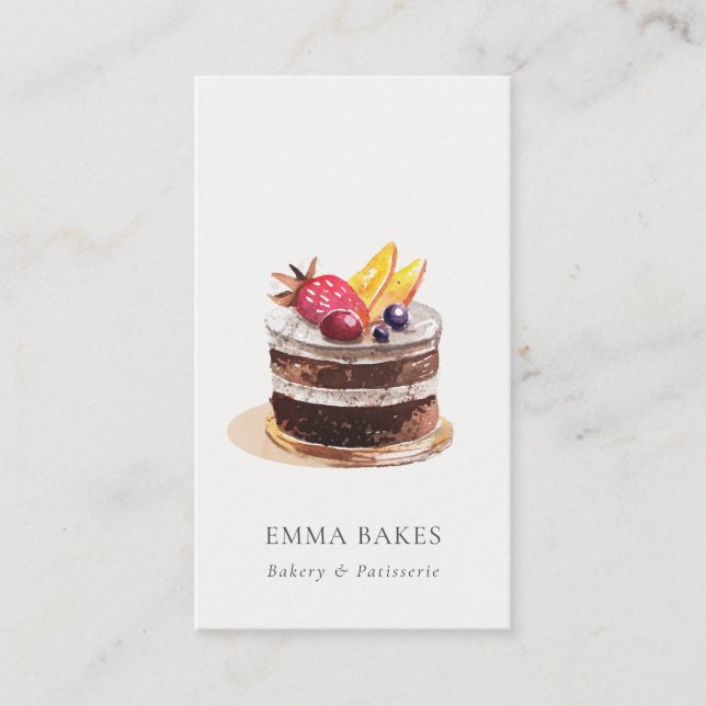 CHIC FRUIT FLORAL CAKE PATISSERIE CUPCAKE BAKERY BUSINESS CARD (Front)