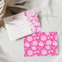 Chic Fuchsia Chinoiserie Bird Peony Wedding RSVP