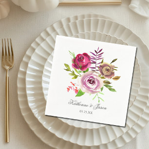 Chic Fuchsia Pink Floral Romantic Garden Wedding Napkin