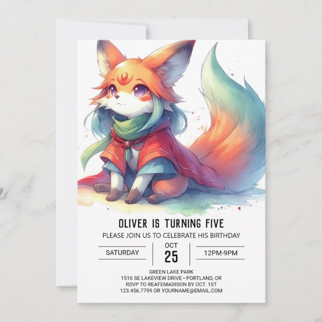 Chic Fun Fox Birthday Invitation (Front)
