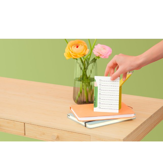 Chic Fun Green Pencil Lined Personalised Teacher Notepad (cute green pencil personalized teacher stationery. perfect to start the semester as a teacher. )