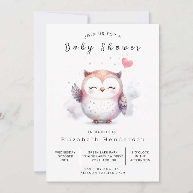 Chic Fun Owl Baby Shower Invitation (Front)