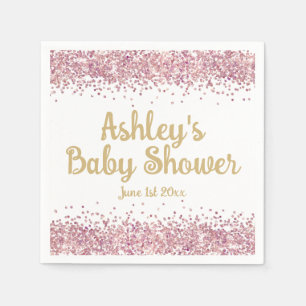 Chic Fun Pink It's a Girl Baby Shower Modern Paper Napkin