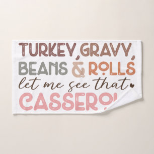 Chic Fun Thanksgiving Turkey Beans Casserole Hand Towel