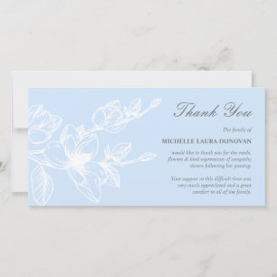 Chic Funeral Thank You Note Blue Magnolia Card