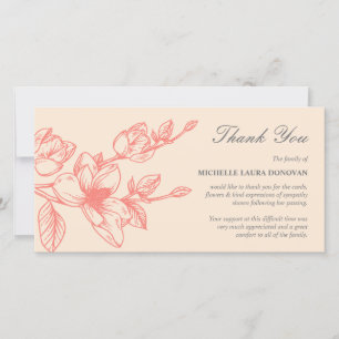 Chic Funeral Thank You Note   Blush Coral Magnolia Card