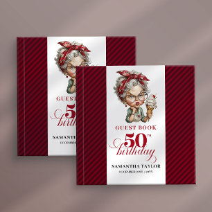 Chic funny 50th birthday lady guest signature book