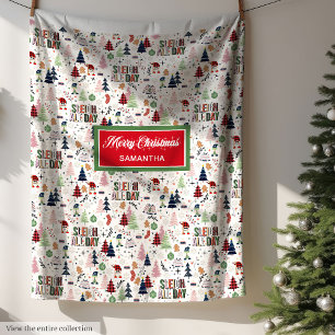Chic funny sleigh all day colourful Christmas gift Fleece Blanket