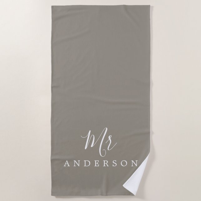 Chic Future Mr Grey Monogram Beach Towel (Front)