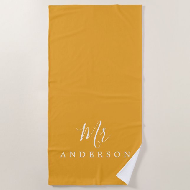 Chic Future Mr Mellow Yellow Monogram Beach Towel (Front)