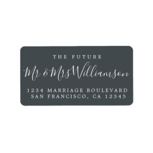 Chic Future Mr Mrs Black Wedding Return Address Label