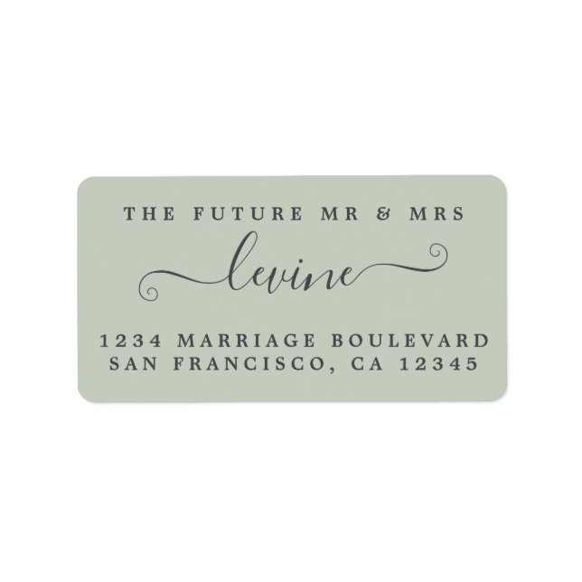 Chic Future Mr Mrs Green Wedding Return Address Label (Front)