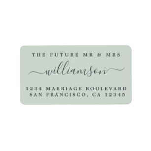 Chic Future Mr Mrs Green Wedding Return Address Label