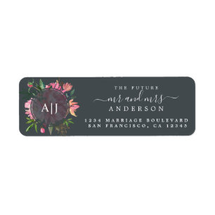Chic Future Mr Mrs Monogram Wedding Return Address Label