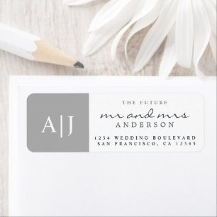 Chic Future Mr Mrs Monogram Wedding Return Address Label