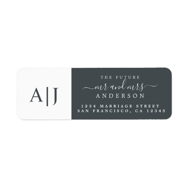 Chic Future Mr Mrs Monogram Wedding Return Address Label (Front)