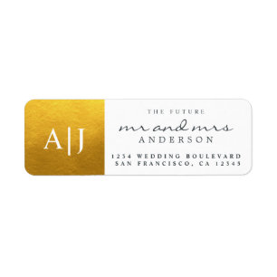 Chic Future Mr Mrs Monogram Wedding Return Address Label