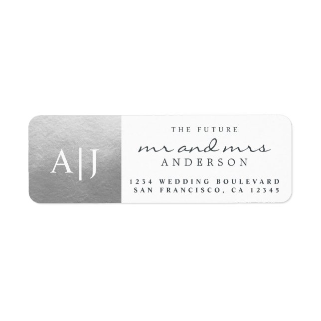 Chic Future Mr Mrs Monogram Wedding Return Address Label (Front)