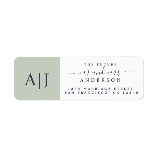Chic Future Mr Mrs Monogram Wedding Return Address Label (Front)