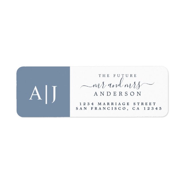 Chic Future Mr Mrs Monogram Wedding Return Address Label (Front)