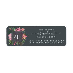 Chic Future Mr Mrs Monogram Wedding Return Address Label